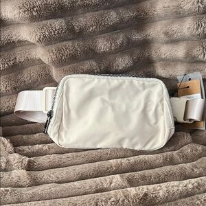 Cream Minimalist Belt Bag with Zipper Closure
